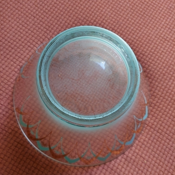 Vintage* 60s Atomic Age Turquoise & Gold Glass Chip Bowl - Picture 4 of 10